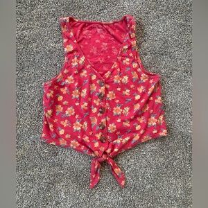 American Eagle Outfitters Floral Tie-Front Tank Top